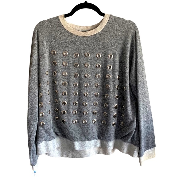 Whitney Eve Tops - Whitney Eve Gray & Silver Grommet Pullover
